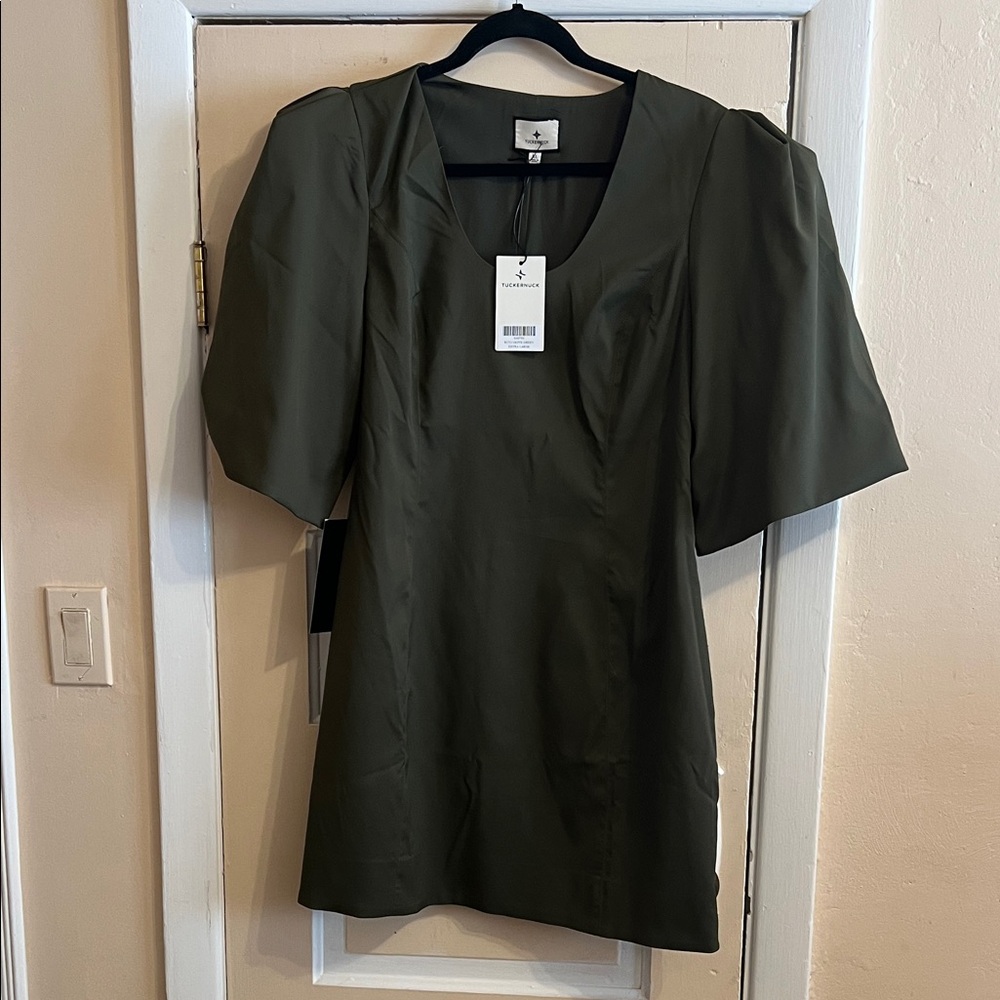 Tuckernuck Olive Green Puff Sleeve Mini Top